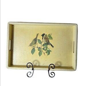 Vintage Yellow Tray with Bird Design